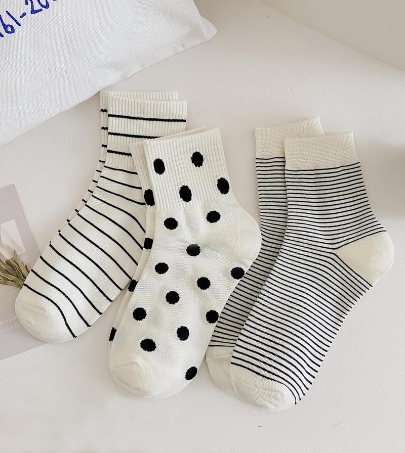Arukora Store Women's Polka Dot & Striped Crew Cute Ankle Socks Size 5-9 - Image 2
